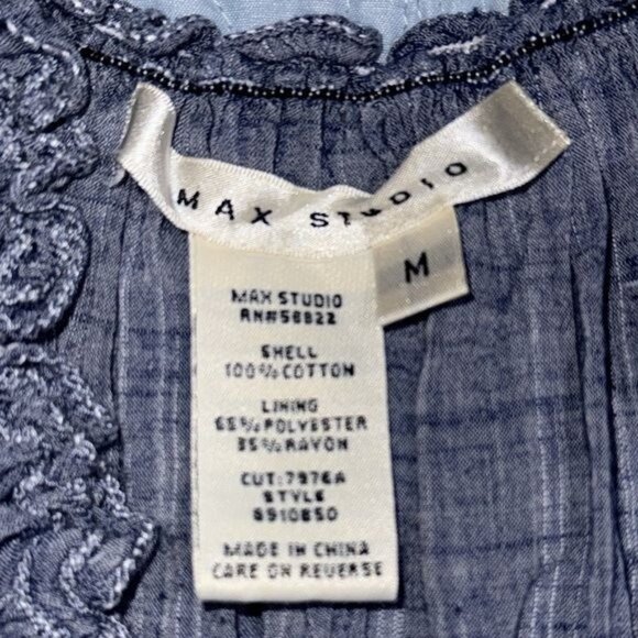 Max Studio Womens Blue Sleeveless Textured Dress With Ruffle Trim Size M 100% Co - Picture 3 of 7